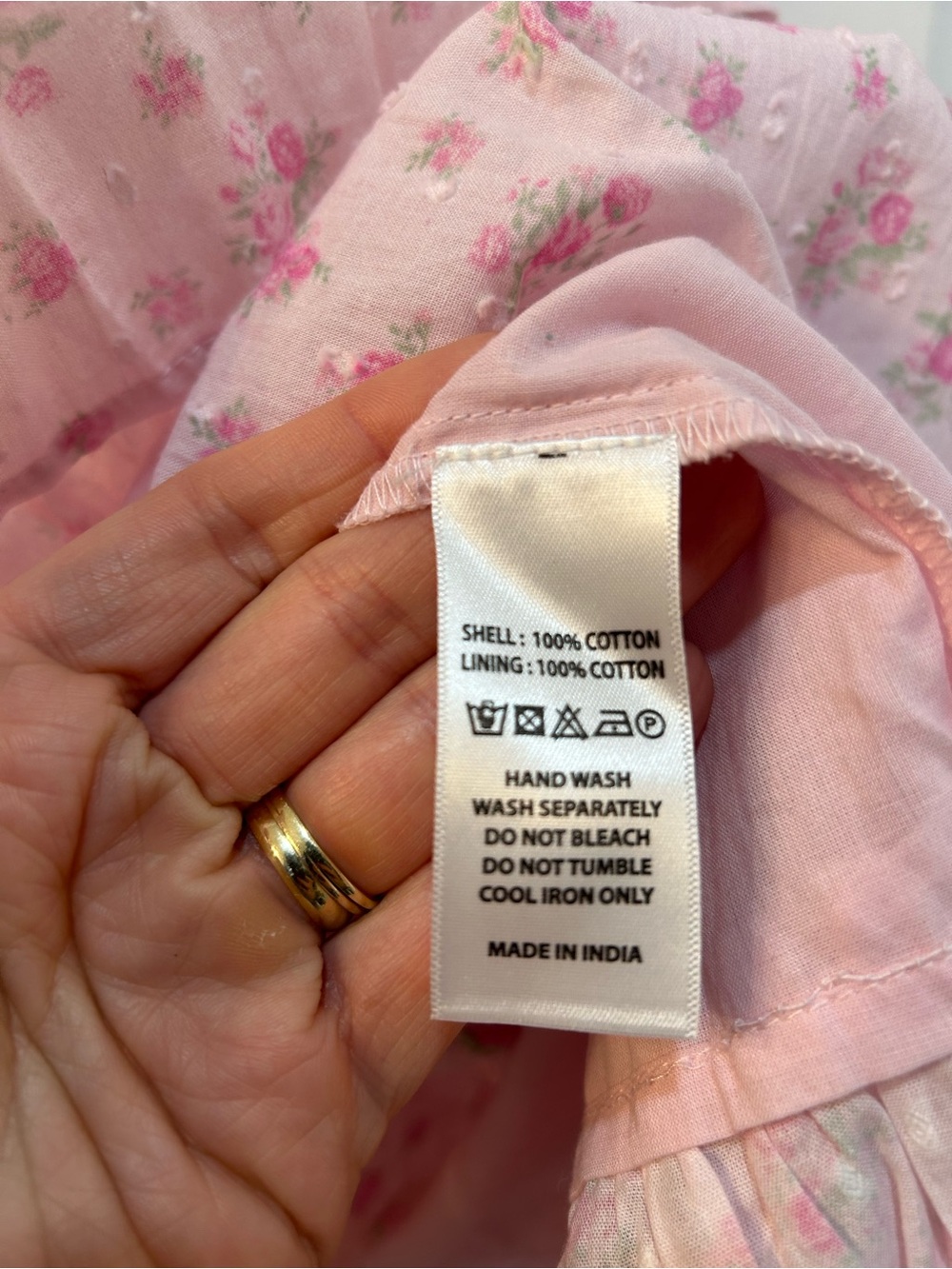 Altar’d State Pink Micro Roses Puff Sleeve Mini Dress Sz L Smocked Cottagecore - Picture 8 of 8